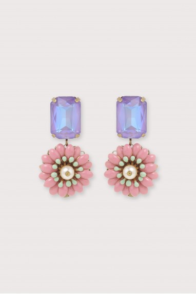 Boucles d'oreilles camelia strass ivoire 2