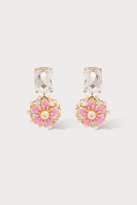 Boucles d'oreilles camelia strass cristal