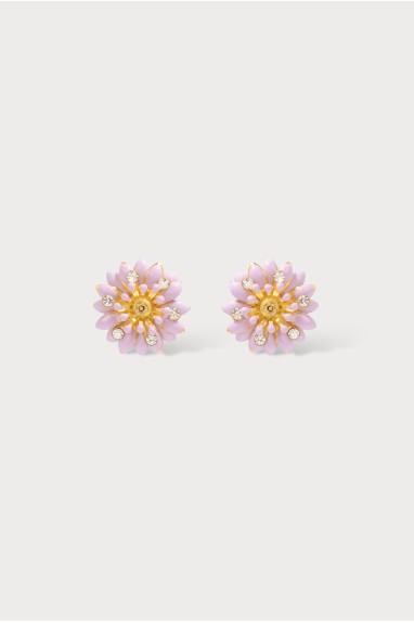 Boucles d'oreilles camélia puce mauve