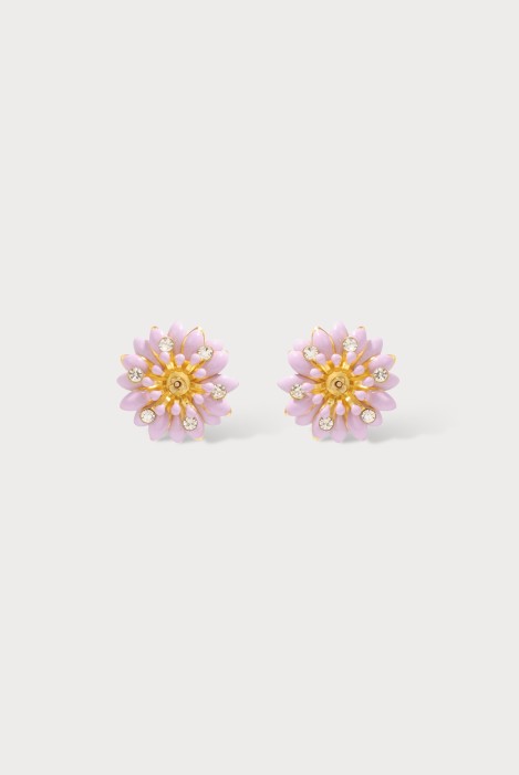 Boucles d'oreilles camélia puce mauve