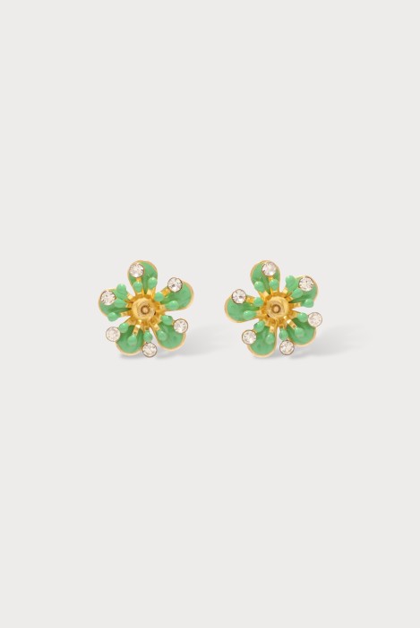 Boucles d'oreilles camélia puce vert