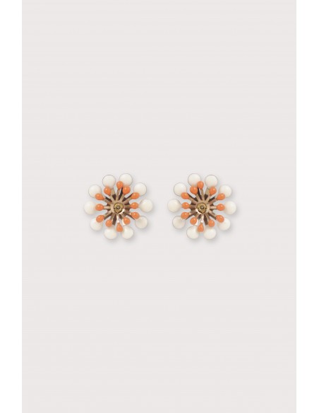 Boucles d'oreilles camélia puce ivoire
