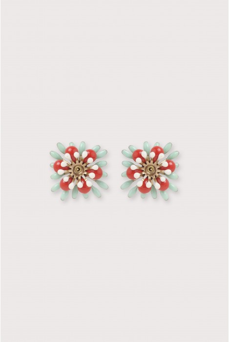 Boucles d'oreilles camélia puce turquoise