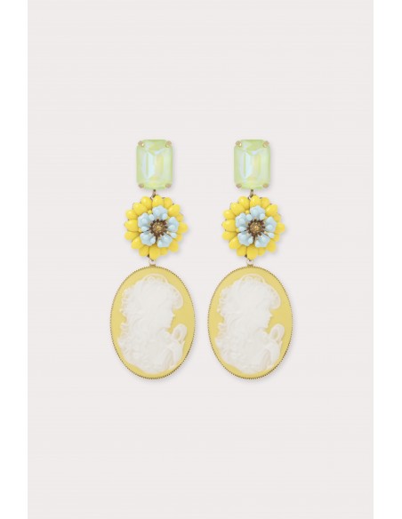 Boucles d'oreilles camélia big jaune