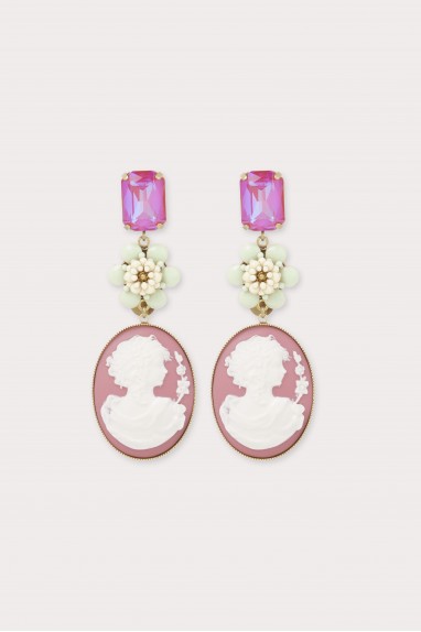 Boucles d'oreilles camélia big framboise