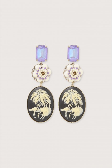 Boucles d'oreilles camélia big flamand blanc