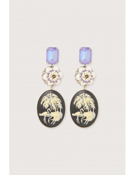 Boucles d'oreilles camélia big flamand blanc