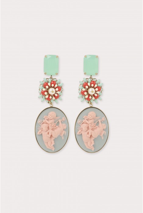 Boucles d'oreilles camélia big turquoise