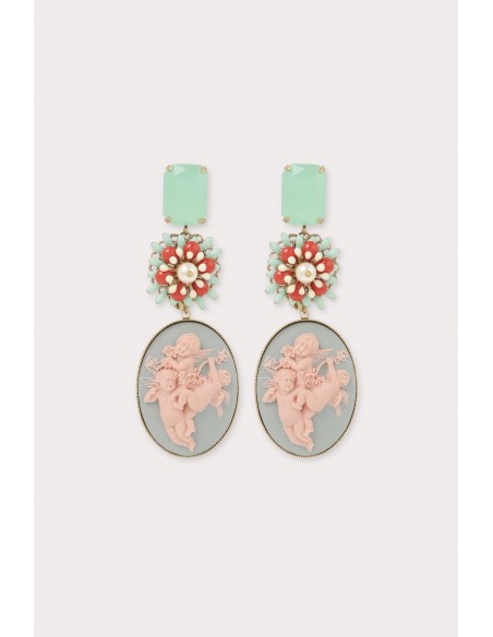 Boucles d'oreilles camélia big turquoise