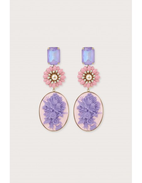 Boucles d'oreilles camélia big mauve