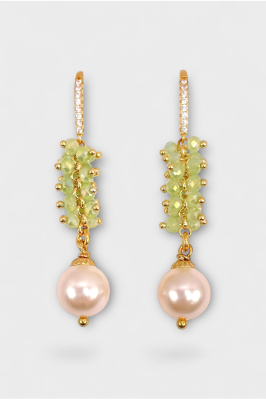 Boucles d'oreilles dormeuses anis perles