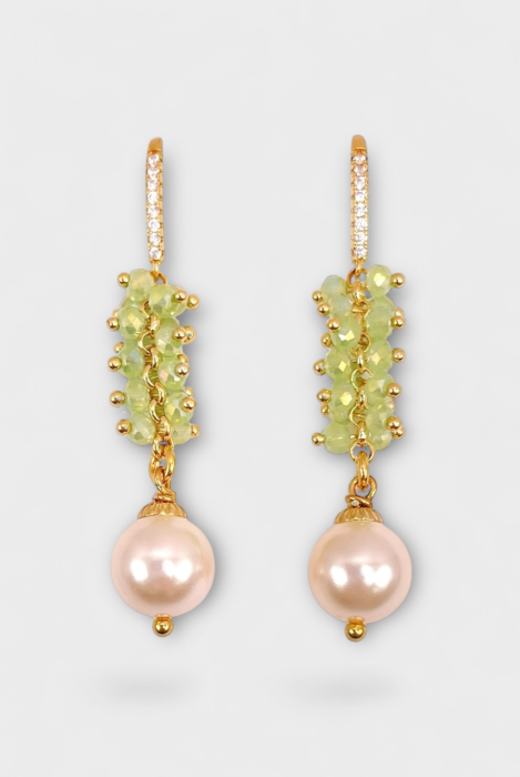 Boucles d'oreilles dormeuses anis perles