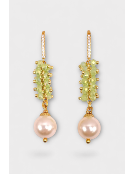 Boucles d'oreilles dormeuses anis perles