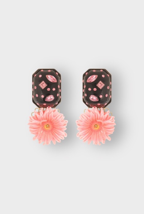 Boucles d'oreilles fleur rose