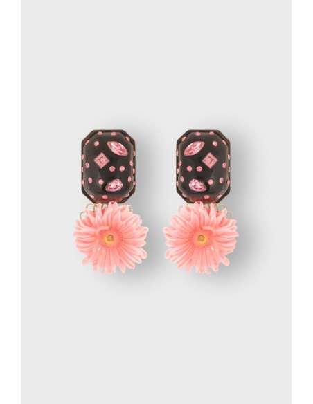 Boucles d'oreilles fleur rose
