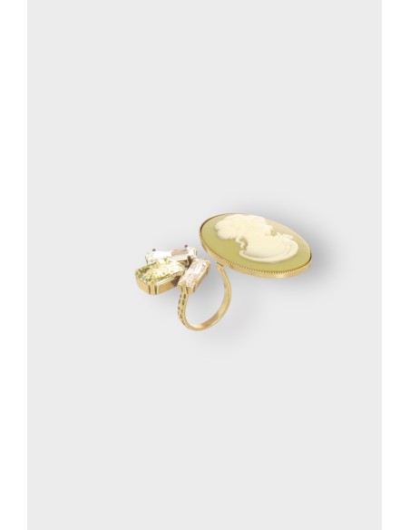 bague double doigt camée kaki