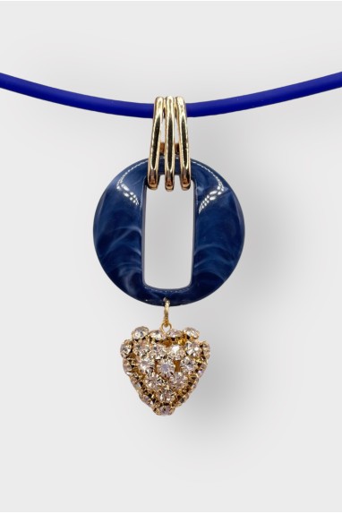 Collier coeur strass acétate 2