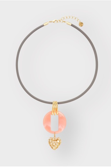 Collier coeur strass acétate