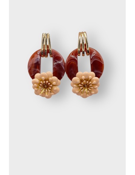 boucles d'oreilles acétate fleur