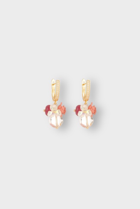 Boucles d'oreilles grappe perle et fleur