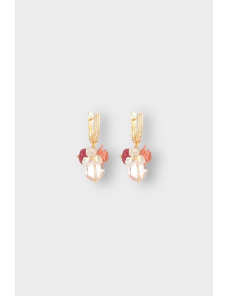 Boucles d'oreilles grappe perle et fleur
