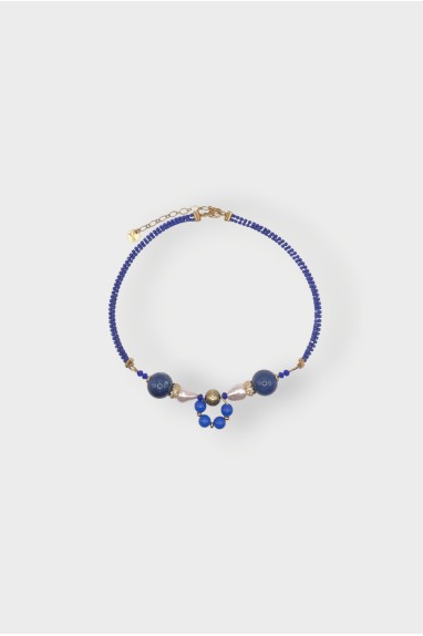 collier perles bleu