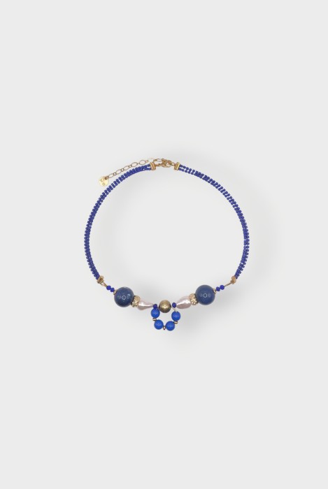 collier perles bleu