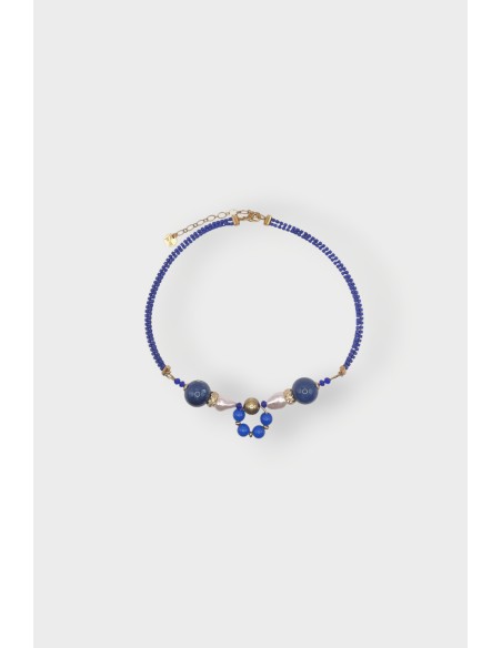 collier perles bleu