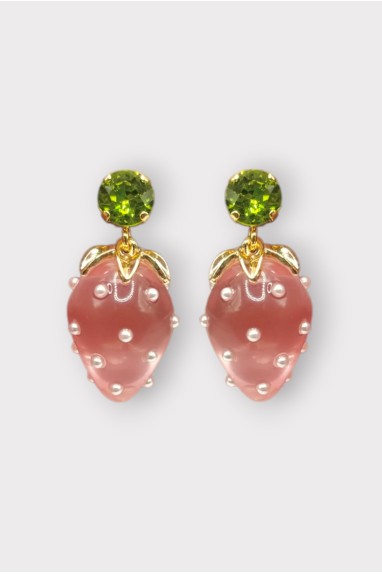 Boucles d'oreilles FRAISE MINI STRASS 2