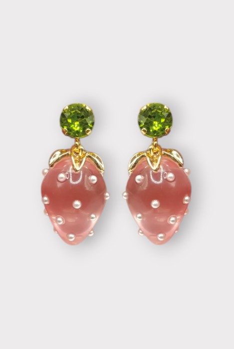 Boucles d'oreilles FRAISE MINI STRASS