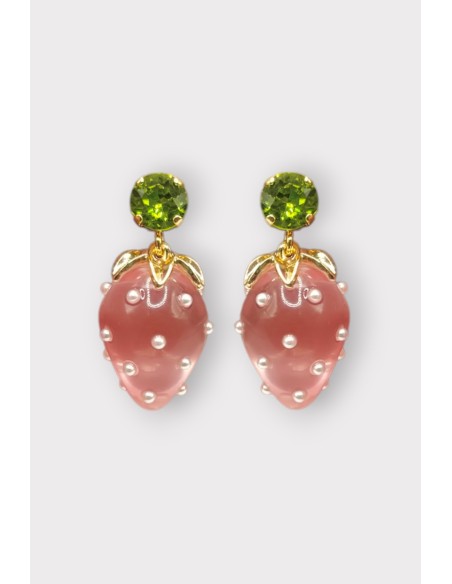 Boucles d'oreilles FRAISE MINI STRASS