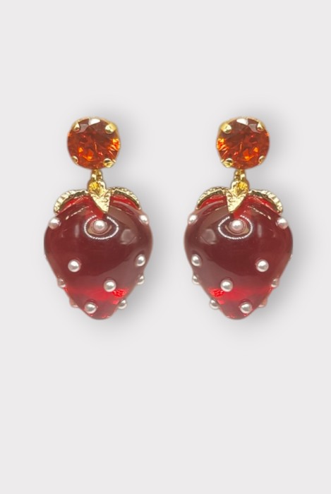 Boucles d'oreilles FRAISE MINI STRASS