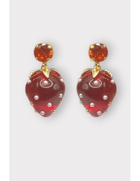 Boucles d'oreilles FRAISE MINI STRASS