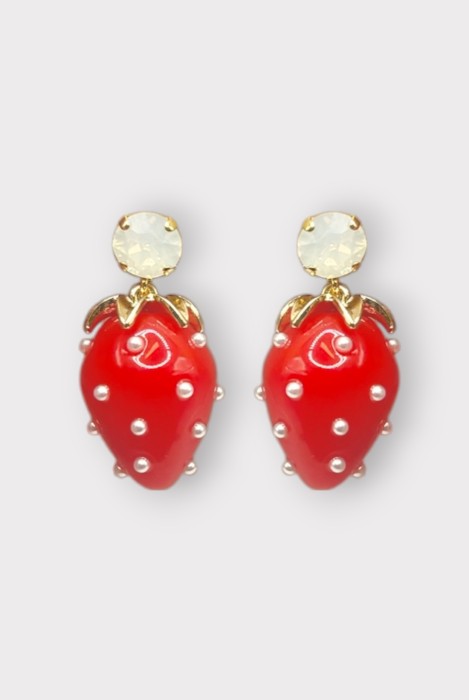 Boucles d'oreilles FRAISE MINI STRASS
