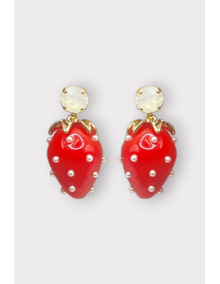 Boucles d'oreilles FRAISE MINI STRASS