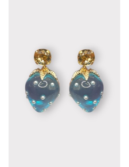 Boucles d'oreilles FRAISE MINI STRASS