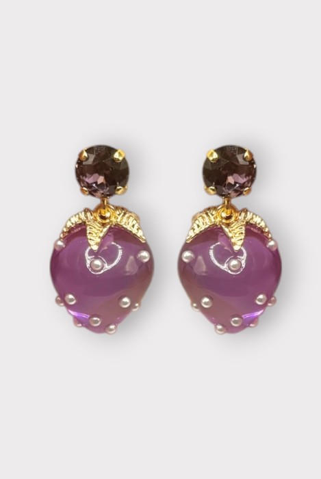 Boucles d'oreilles FRAISE MINI STRASS
