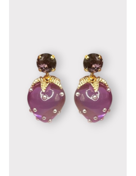 Boucles d'oreilles FRAISE MINI STRASS