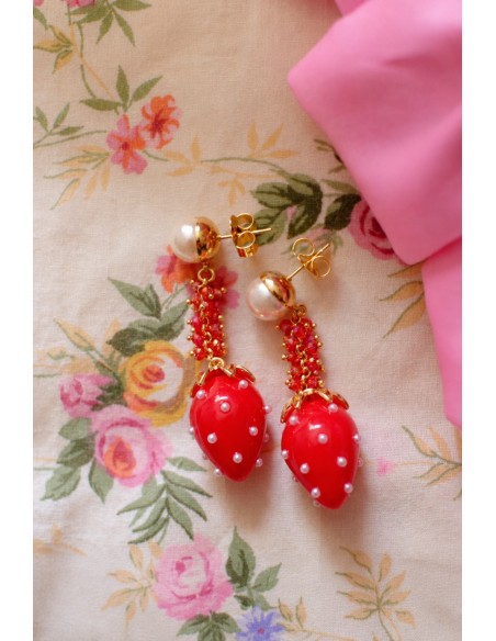 Boucles d'oreilles FRAISE PERLE