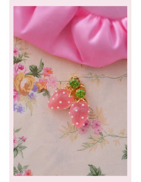 Boucles d'oreilles FRAISE MINI STRASS