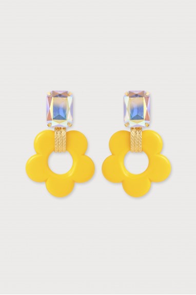 Boucles d'oreilles en forme de fleur transparent. 2