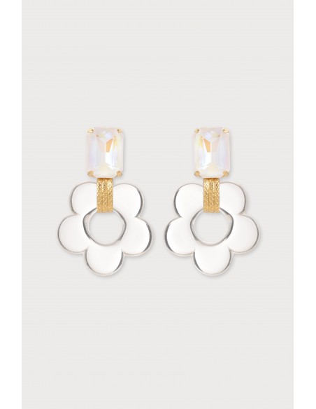 Boucles d'oreilles en forme de fleur transparent.