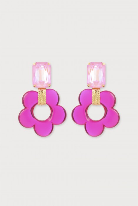 Boucles d'oreilles en forme de fleur rose