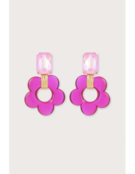 Boucles d'oreilles en forme de fleur rose