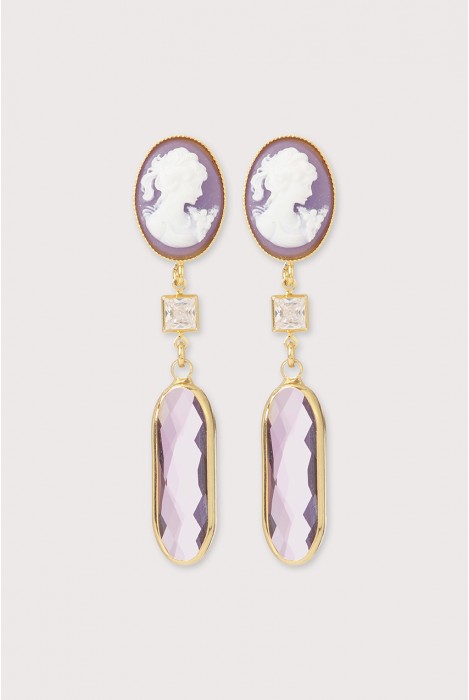 Boucles d'oreilles Lord longues mauve