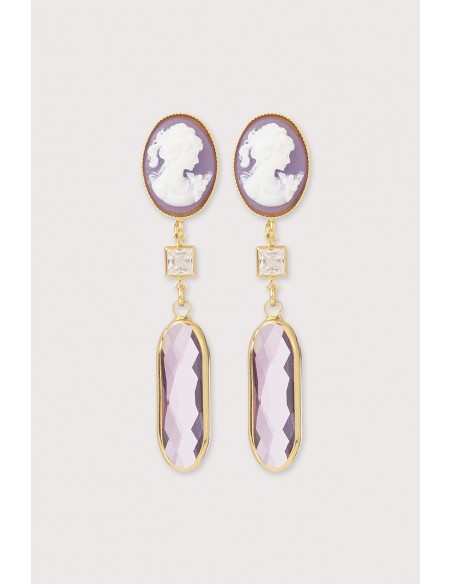 Boucles d'oreilles Lord longues mauve