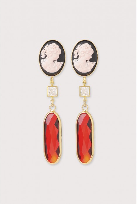 Boucles d'oreilles Lord longues rouge