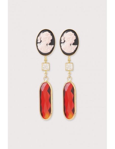 Boucles d'oreilles Lord longues rouge