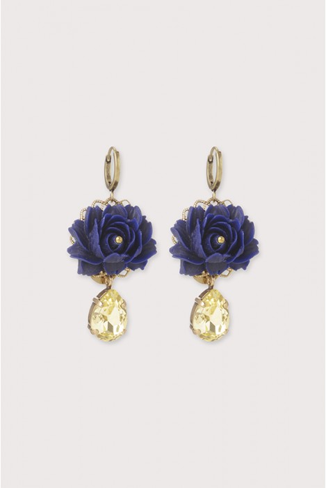 Boucles d'oreilles dormeuses queen Lily marine jaune