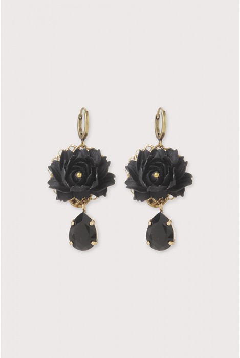 Boucles d'oreilles dormeuses queen Lily noir